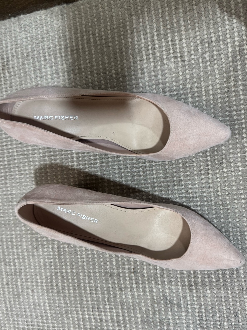 Marc Fisher Light Pink/ tan Suede Pointed-Toe Pumps - Picture 3 of 8